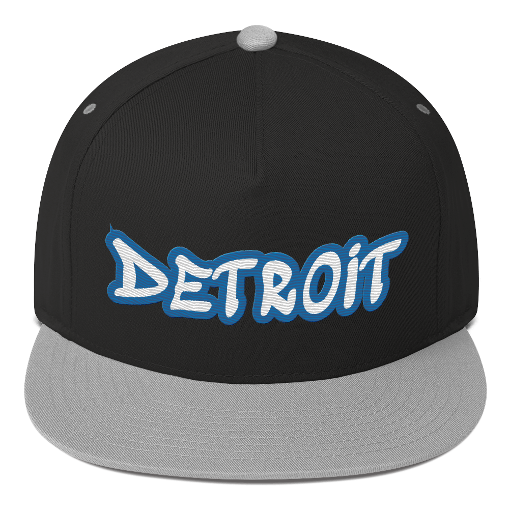 'Detroit' Flat Bill Snapback (Azure Tag Font)