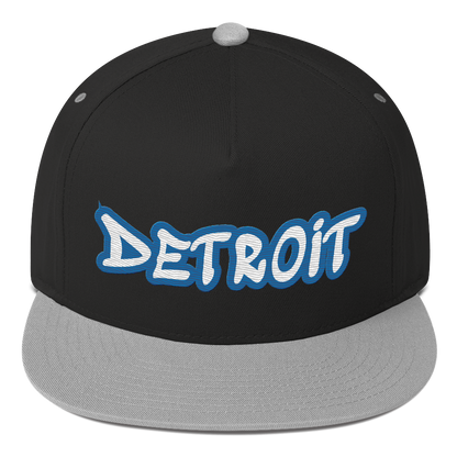 'Detroit' Flat Bill Snapback (Azure Tag Font)