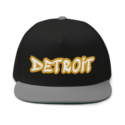 'Detroit' Flat Bill Snapback (Gold Tag Font)