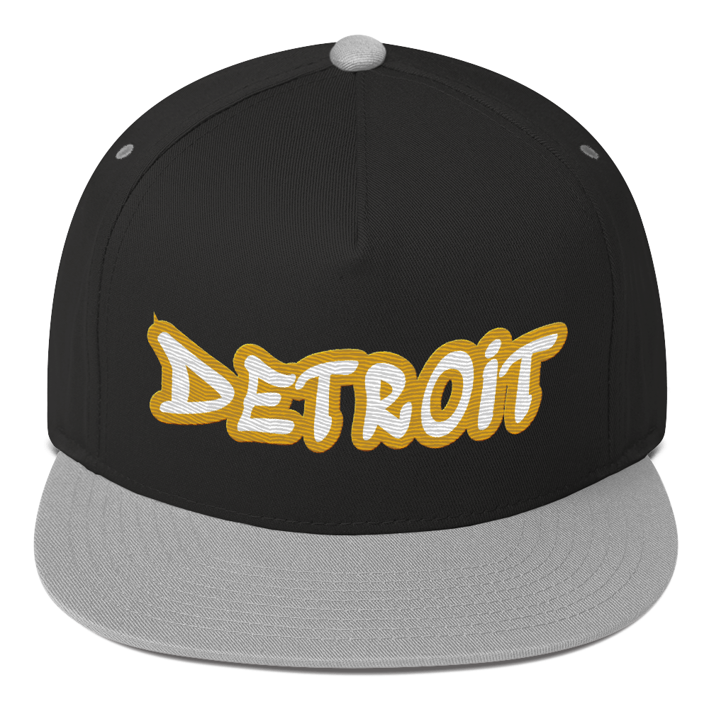 'Detroit' Flat Bill Snapback (Gold Tag Font)