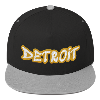 'Detroit' Flat Bill Snapback (Gold Tag Font)