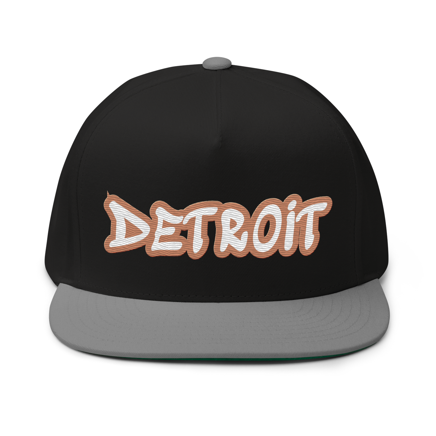 'Detroit' Flat Bill Snapback (Copper Tag Font)