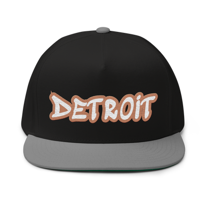 'Detroit' Flat Bill Snapback (Copper Tag Font)