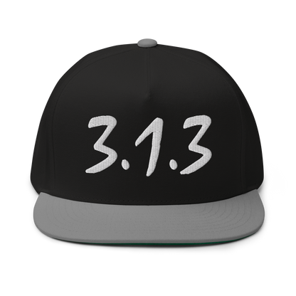 Detroit '313' Snapback (Compton Font) | 5-Panel - White/Black