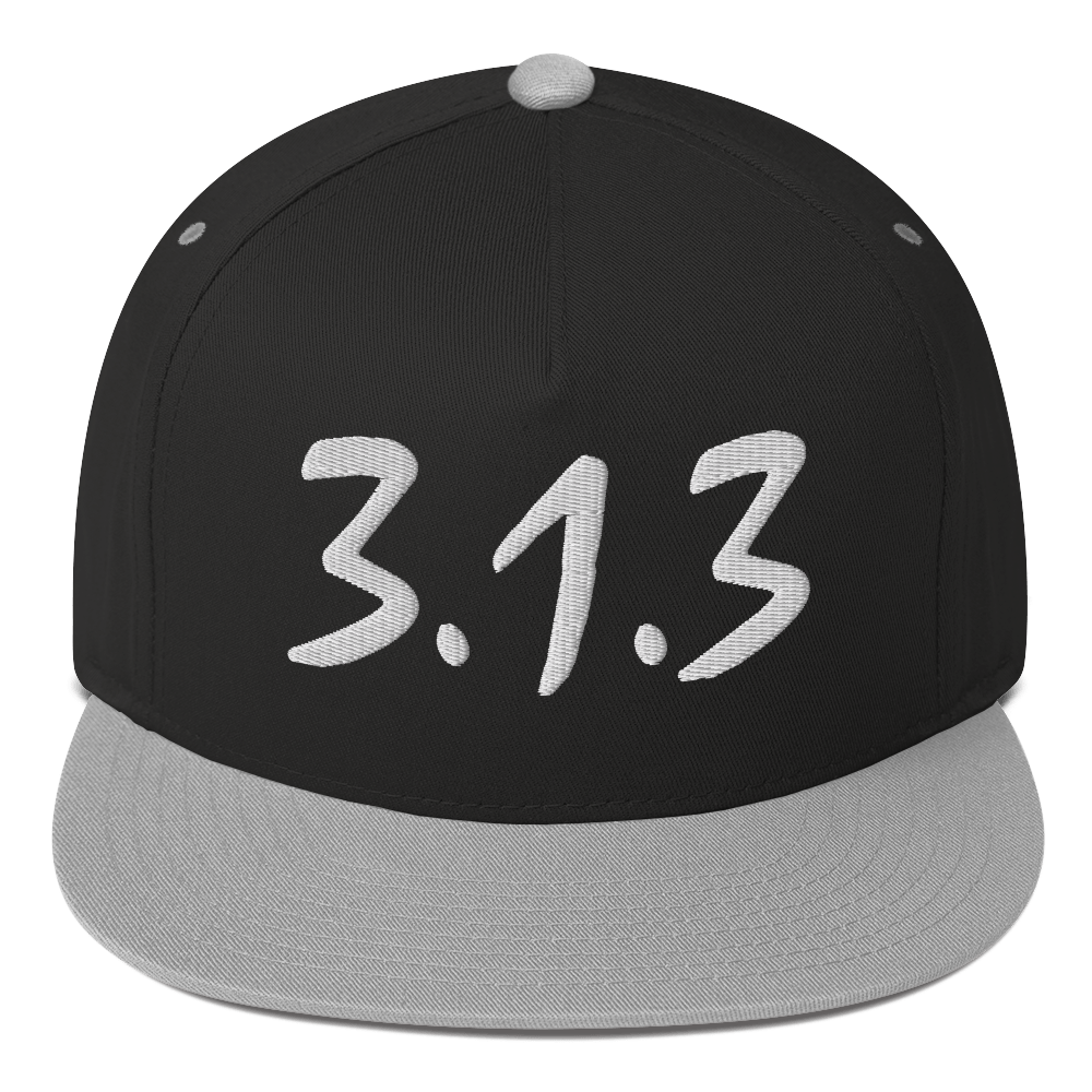 Detroit '313' Snapback (Compton Font) | 5-Panel - White/Black