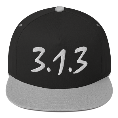 Detroit '313' Snapback (Compton Font) | 5-Panel - White/Black