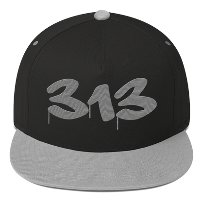 Detroit '313' Snapback (Tag Font) | 5-Panel - Grey