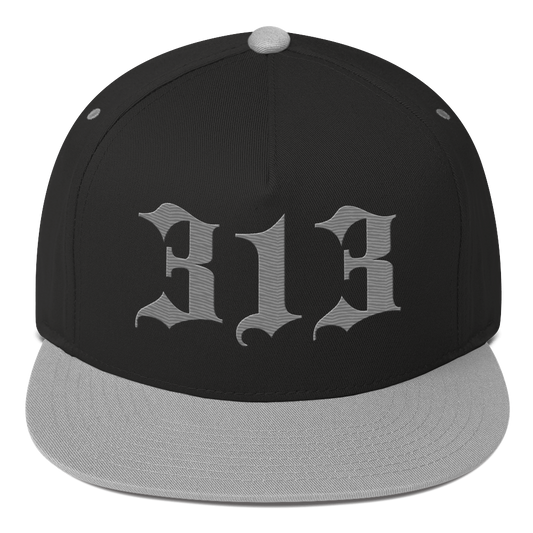 Detroit '313' Snapback (Old English Font) | 5-Panel - Grey