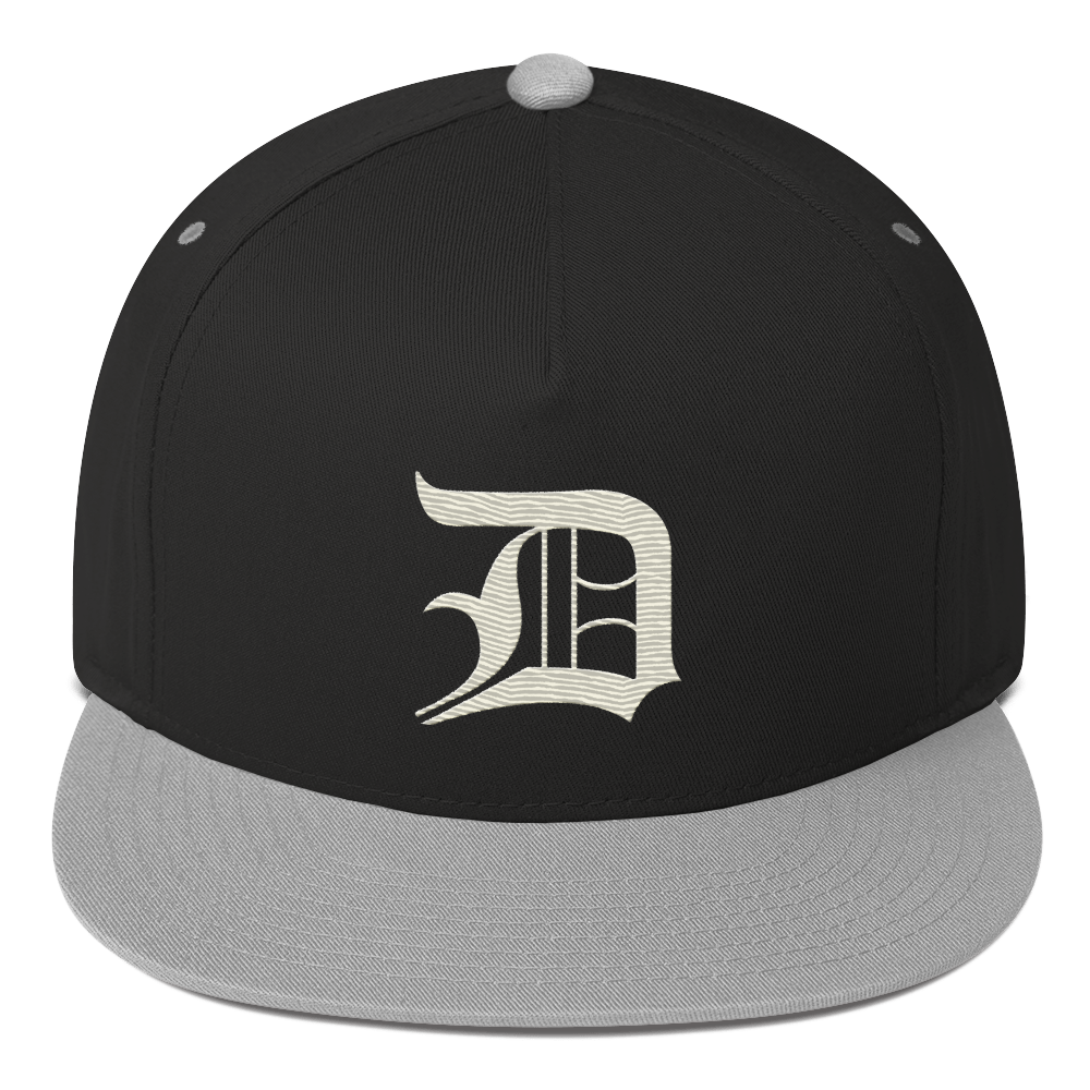 Detroit 'Old English D' Flat Bill Snapback (Ivory White)