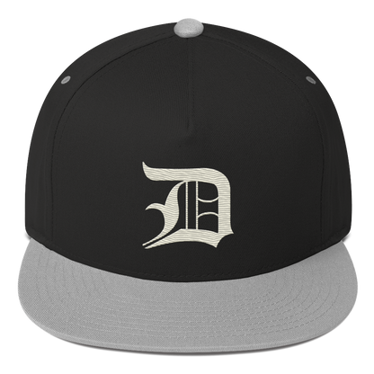 Detroit 'Old English D' Flat Bill Snapback (Ivory White)