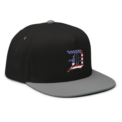 Detroit 'Old English D' Flat Bill Snapback (Patriotic Edition)