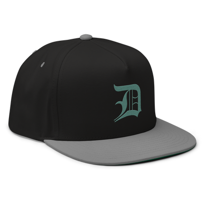 Detroit 'Old English D' Flat Bill Snapback (Copper Green)