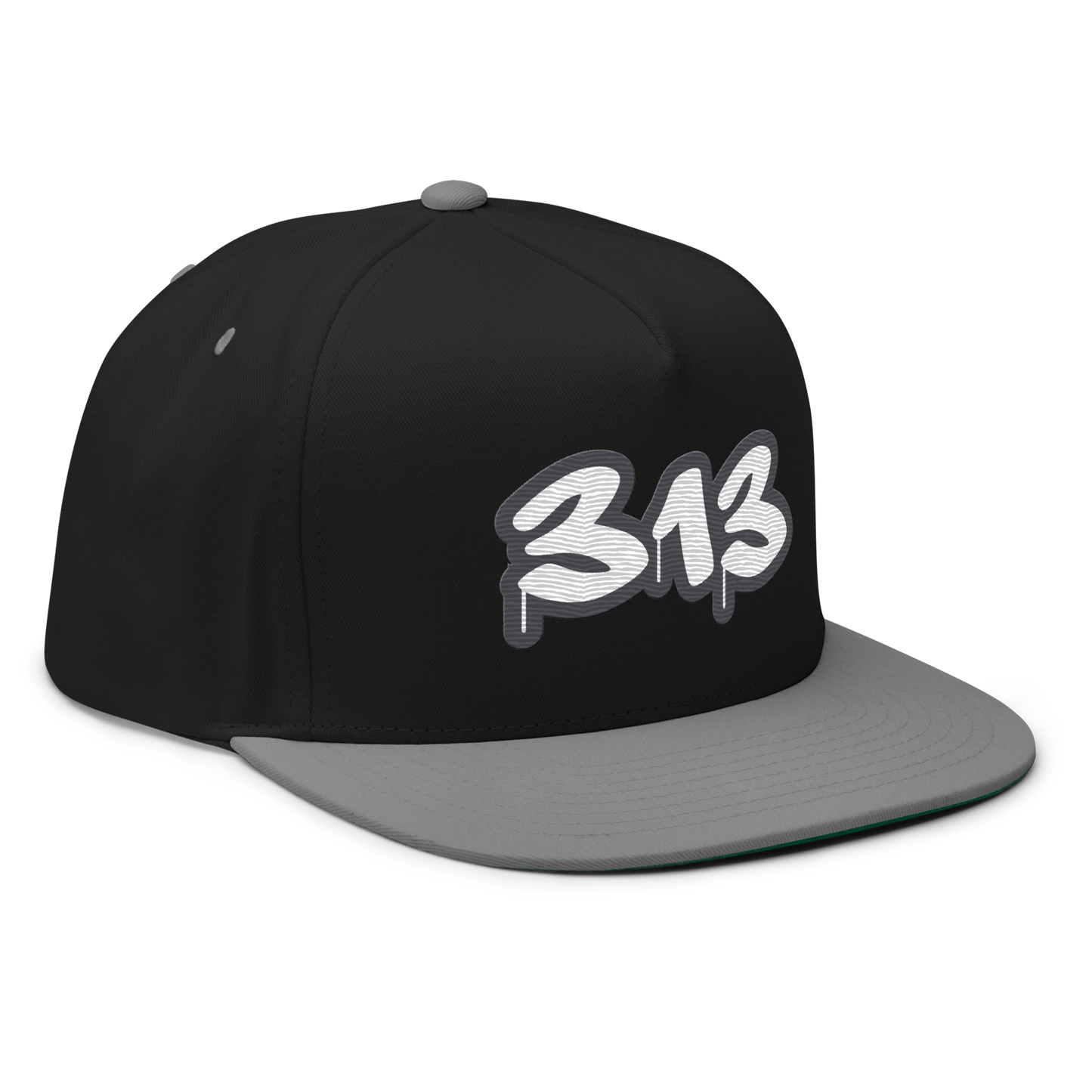 Detroit '313' Flat BIll Snapback (Iron Ore Grey Tag Font)