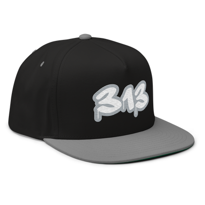 Detroit '313' Flat BIll Snapback (Silver Tag Font)