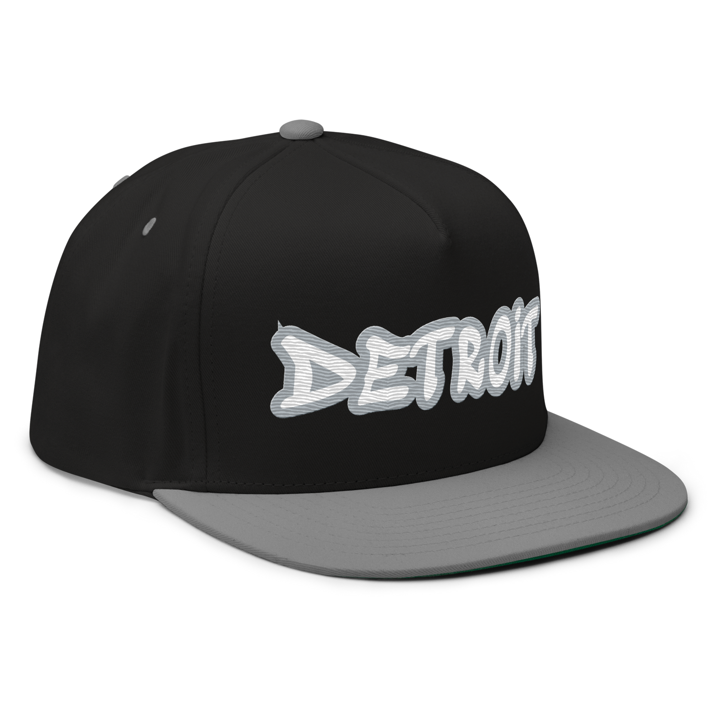 'Detroit' Flat Bill Snapback (Silver Tag Font)