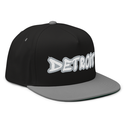 'Detroit' Flat Bill Snapback (Silver Tag Font)