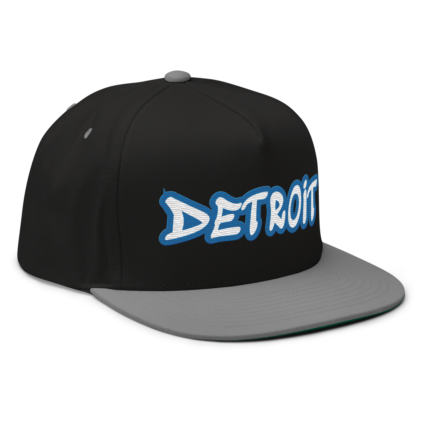 'Detroit' Flat Bill Snapback (Azure Tag Font)