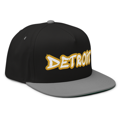 'Detroit' Flat Bill Snapback (Gold Tag Font)