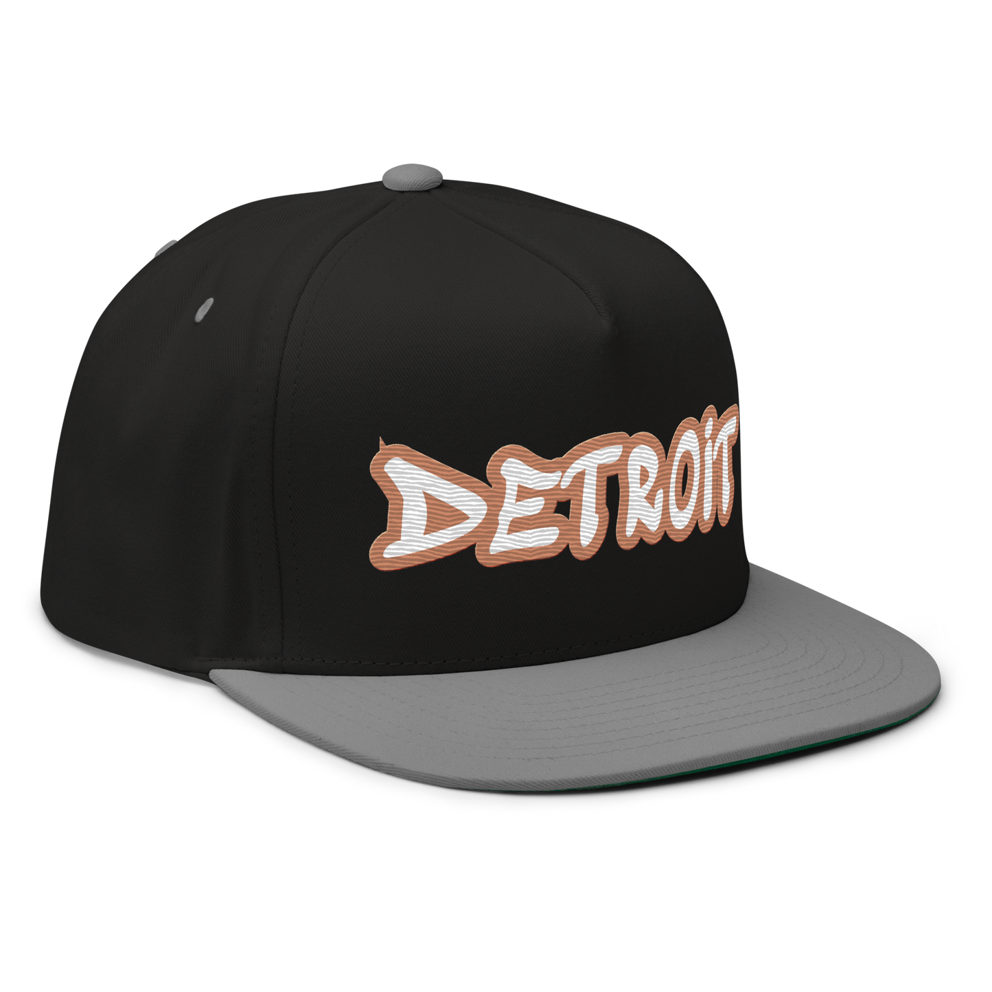 'Detroit' Flat Bill Snapback (Copper Tag Font)