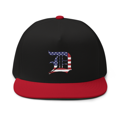 Detroit 'Old English D' Flat Bill Snapback (Patriotic Edition)