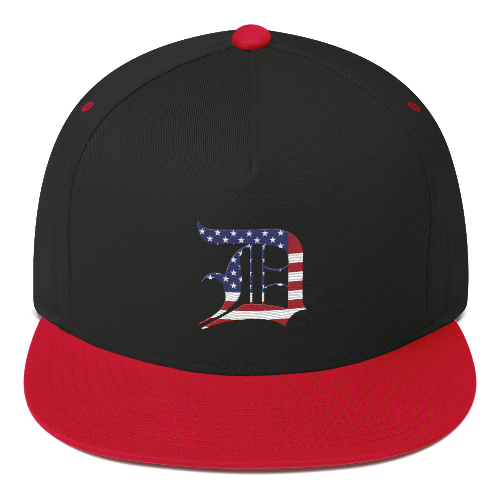 Detroit 'Old English D' Flat Bill Snapback (Patriotic Edition)