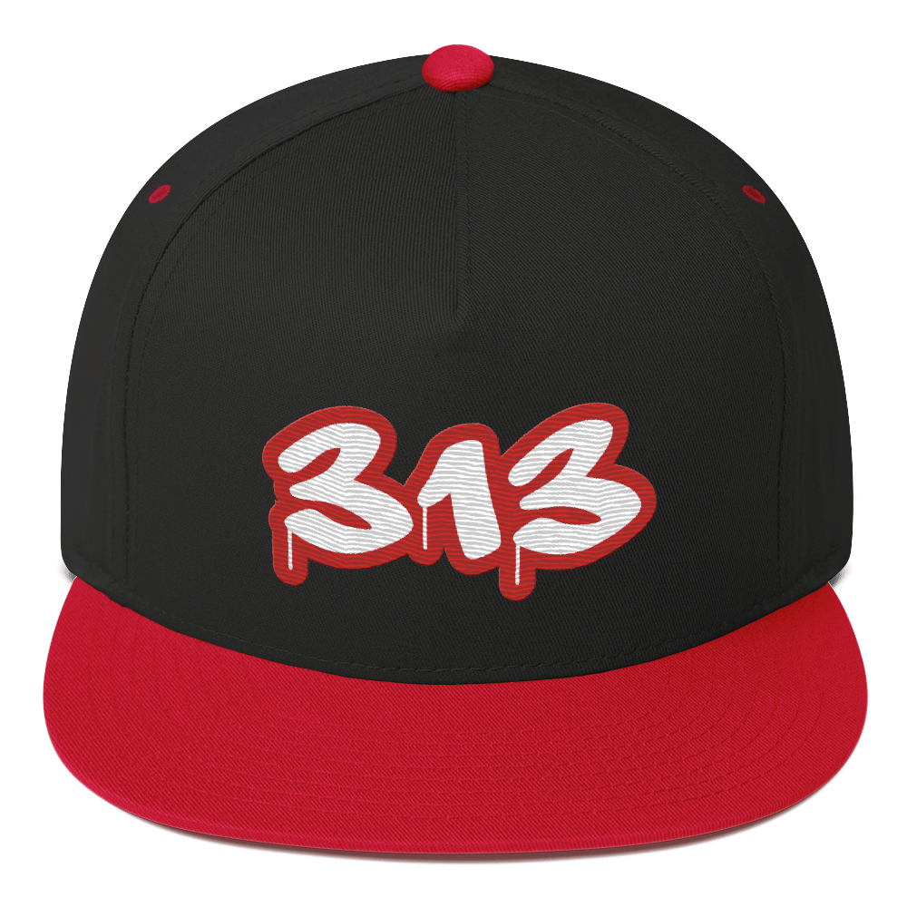 Detroit '313' Flat BIll Snapback (Aliform Red Tag Font)