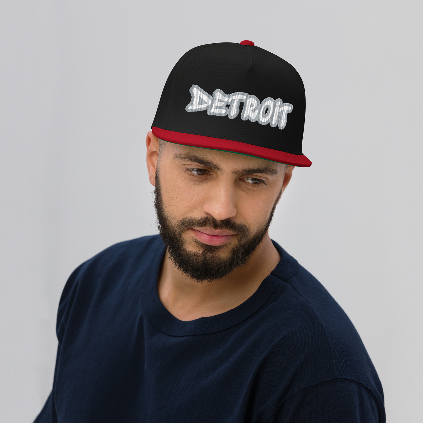 'Detroit' Flat Bill Snapback (Silver Tag Font)