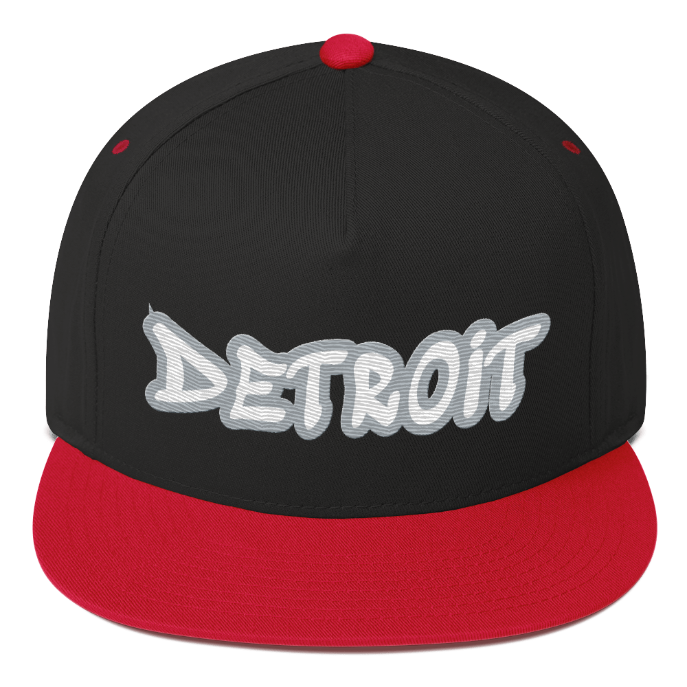 'Detroit' Flat Bill Snapback (Silver Tag Font)