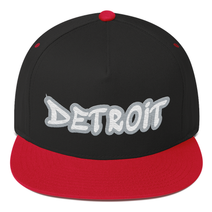 'Detroit' Flat Bill Snapback (Silver Tag Font)