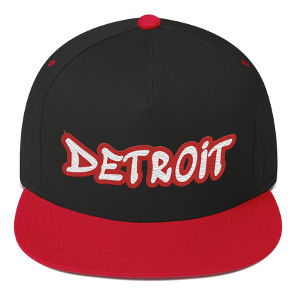 'Detroit' Flat Bill Snapback (Aliform Red Tag Font)