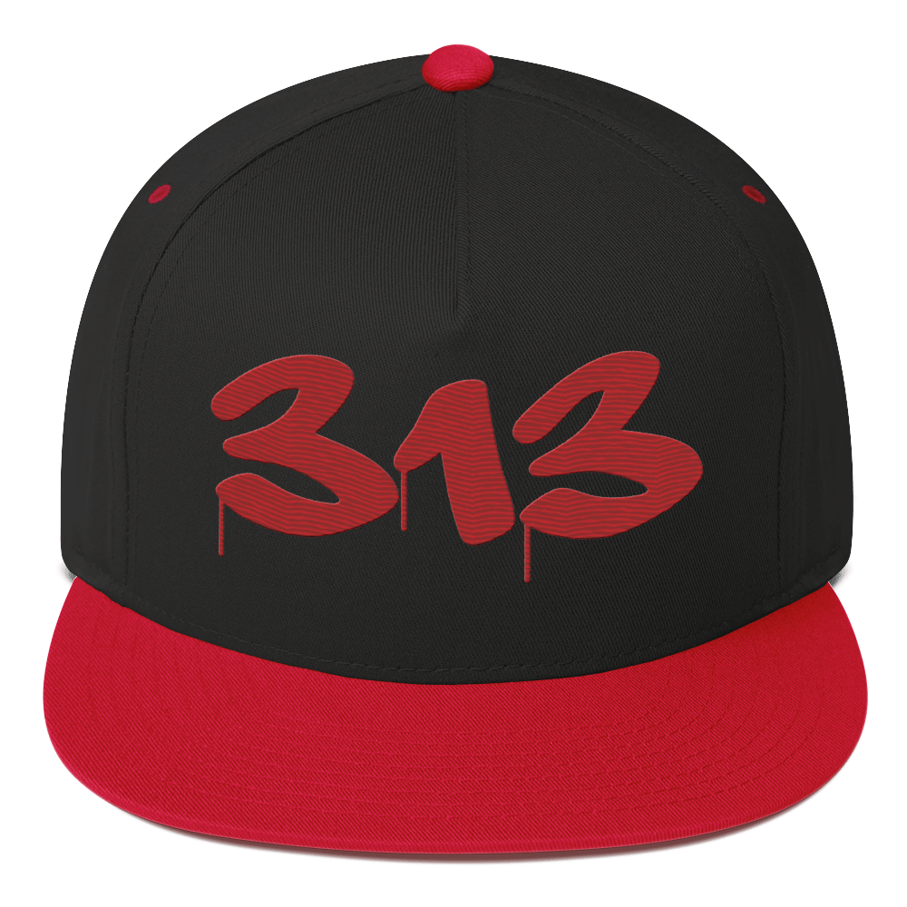 Detroit '313' Snapback (Tag Font) | 5-Panel - Red