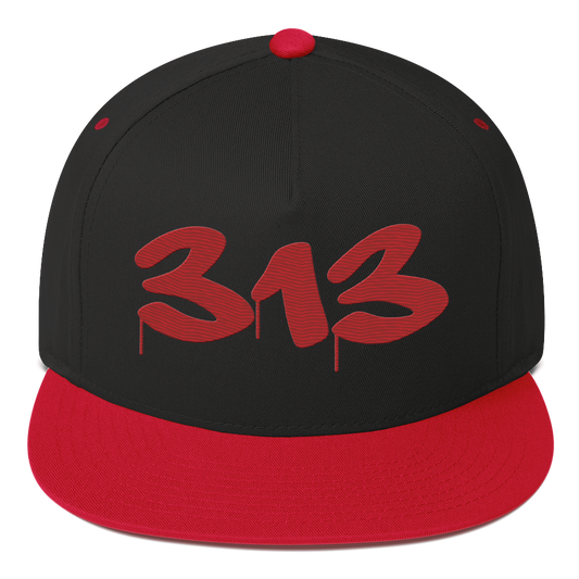 Detroit '313' Snapback (Tag Font) | 5-Panel - Red