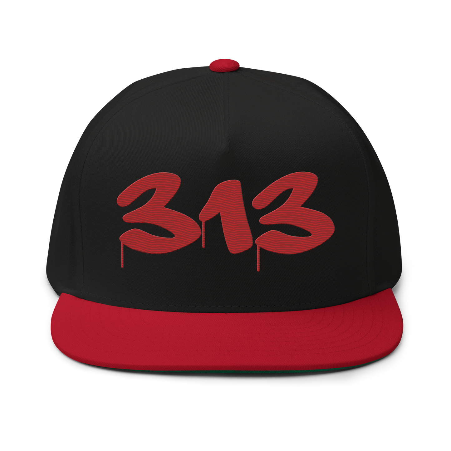 Detroit '313' Snapback (Tag Font) | 5-Panel - Red