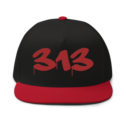 Detroit '313' Snapback (Tag Font) | 5-Panel - Red