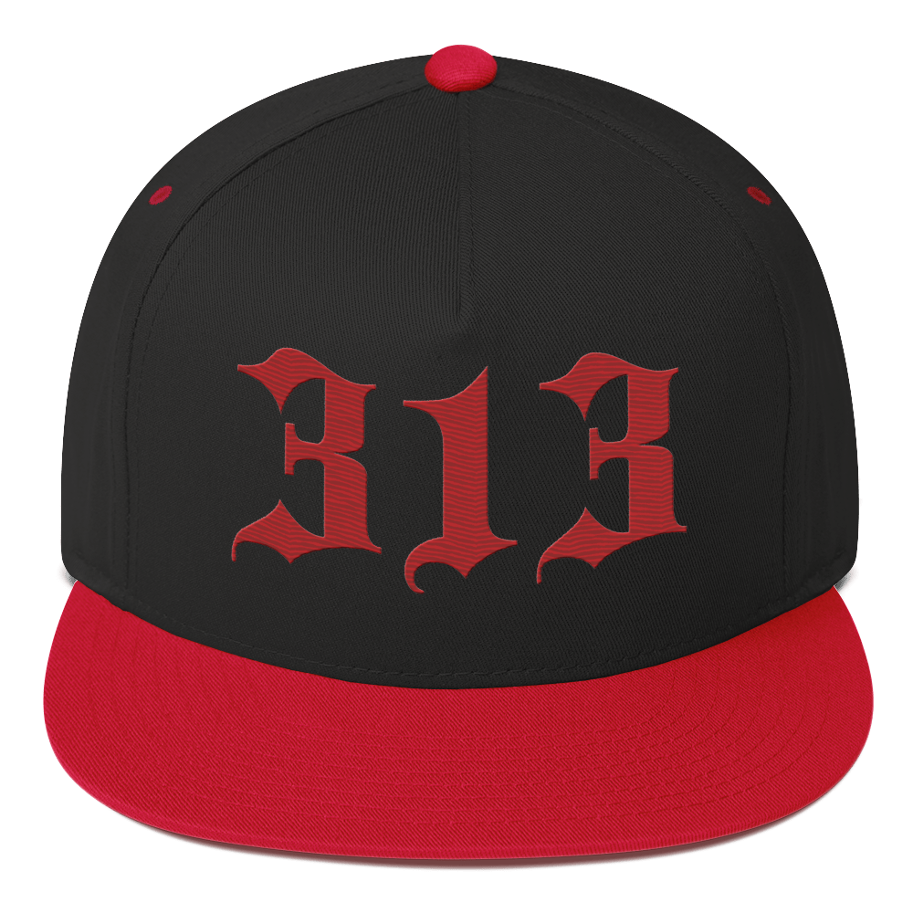 Detroit '313' Snapback (Old English Font) | 5-Panel - Red