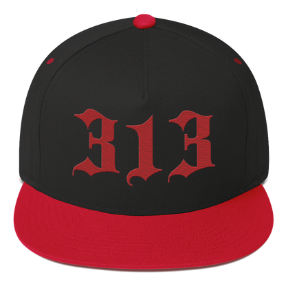 Detroit '313' Snapback (Old English Font) | 5-Panel - Red