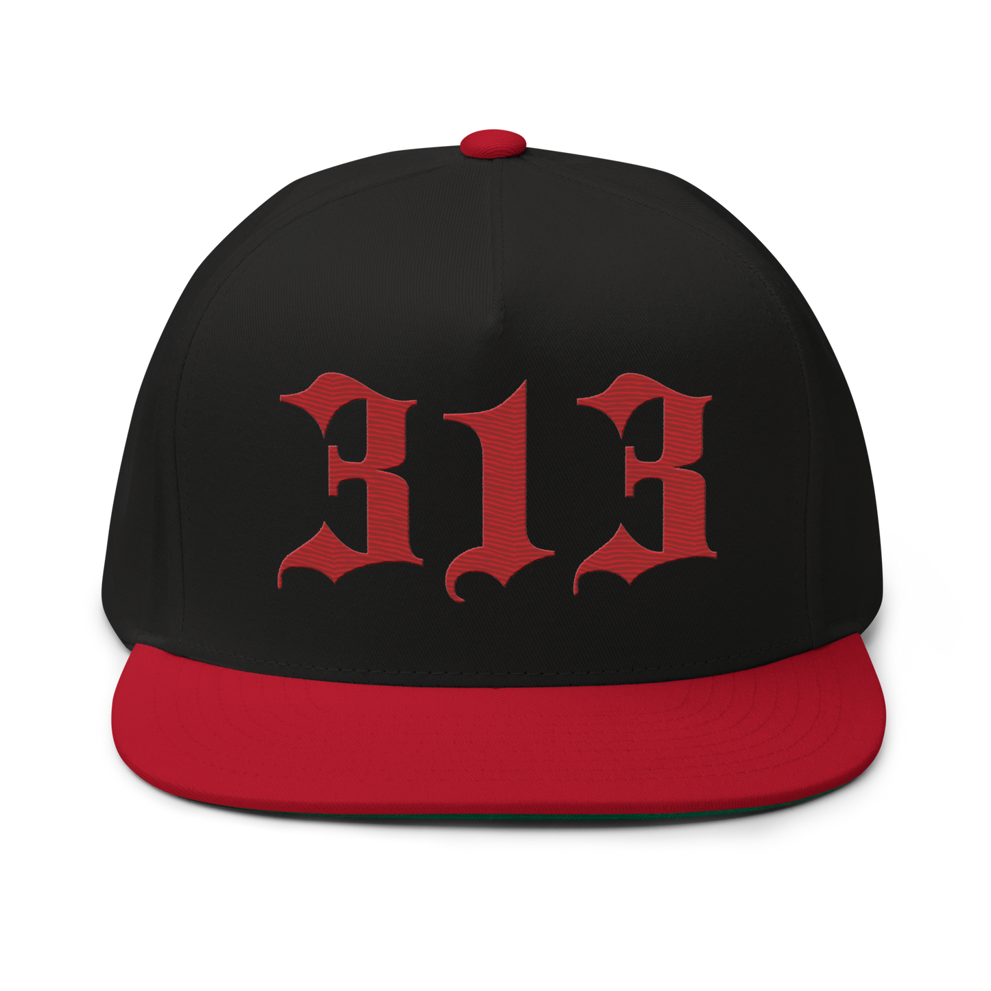 Detroit '313' Snapback (Old English Font) | 5-Panel - Red