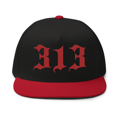 Detroit '313' Snapback (Old English Font) | 5-Panel - Red