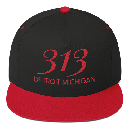 '313 Detroit Michigan' Snapback | 5-Panel - Red