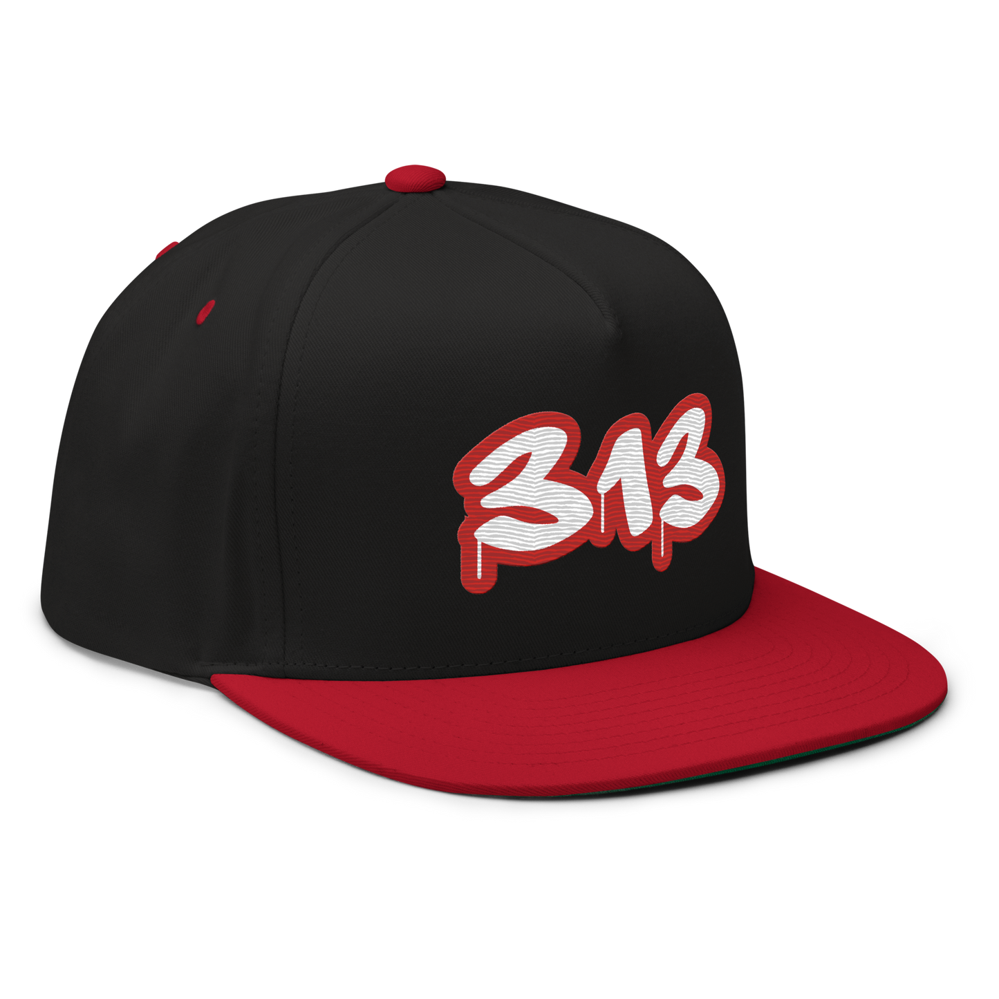 Detroit '313' Flat BIll Snapback (Aliform Red Tag Font)