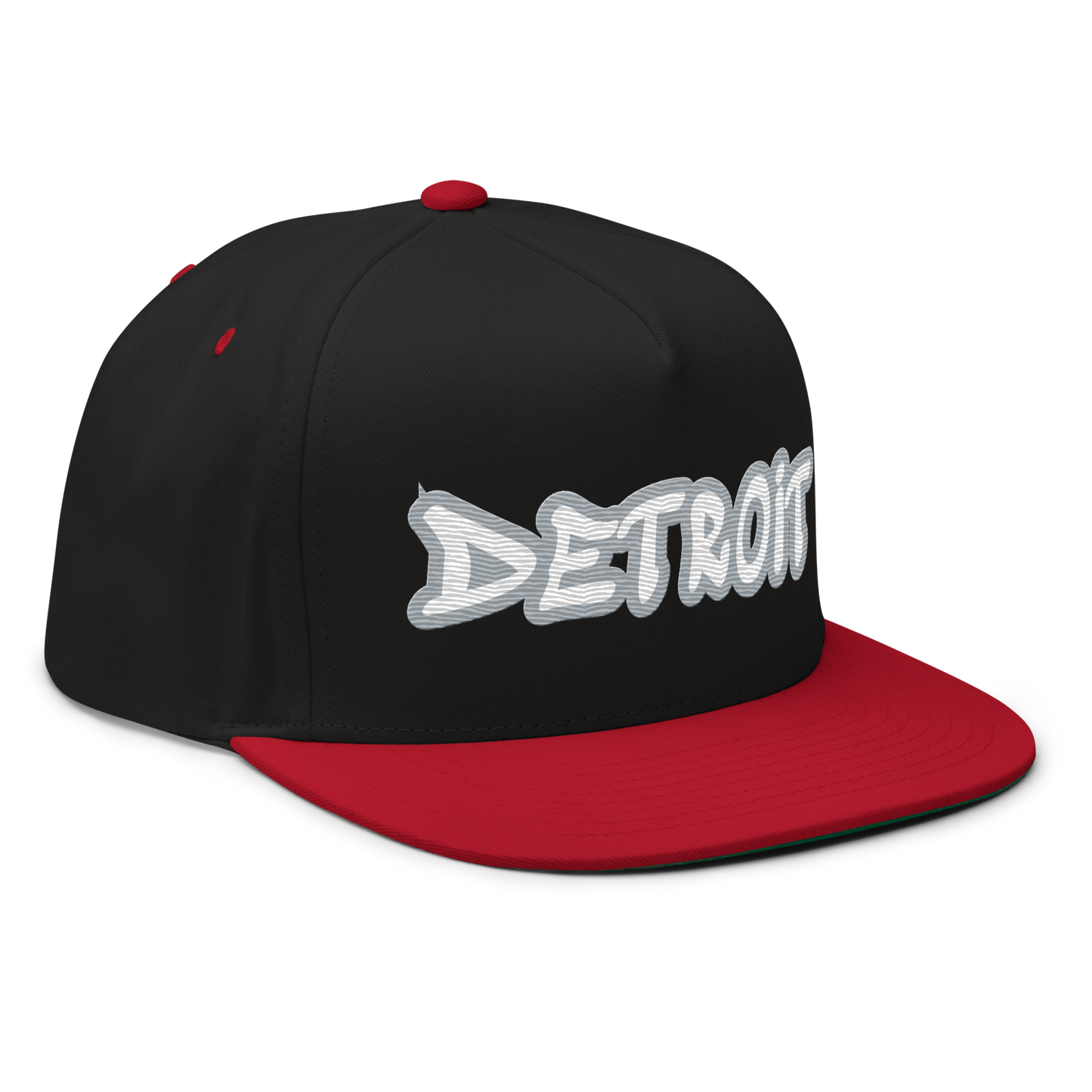 'Detroit' Flat Bill Snapback (Silver Tag Font)