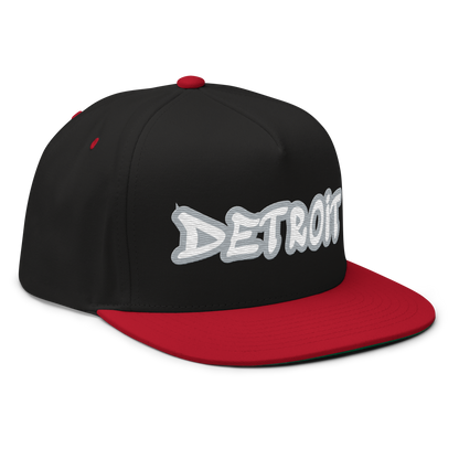 'Detroit' Flat Bill Snapback (Silver Tag Font)