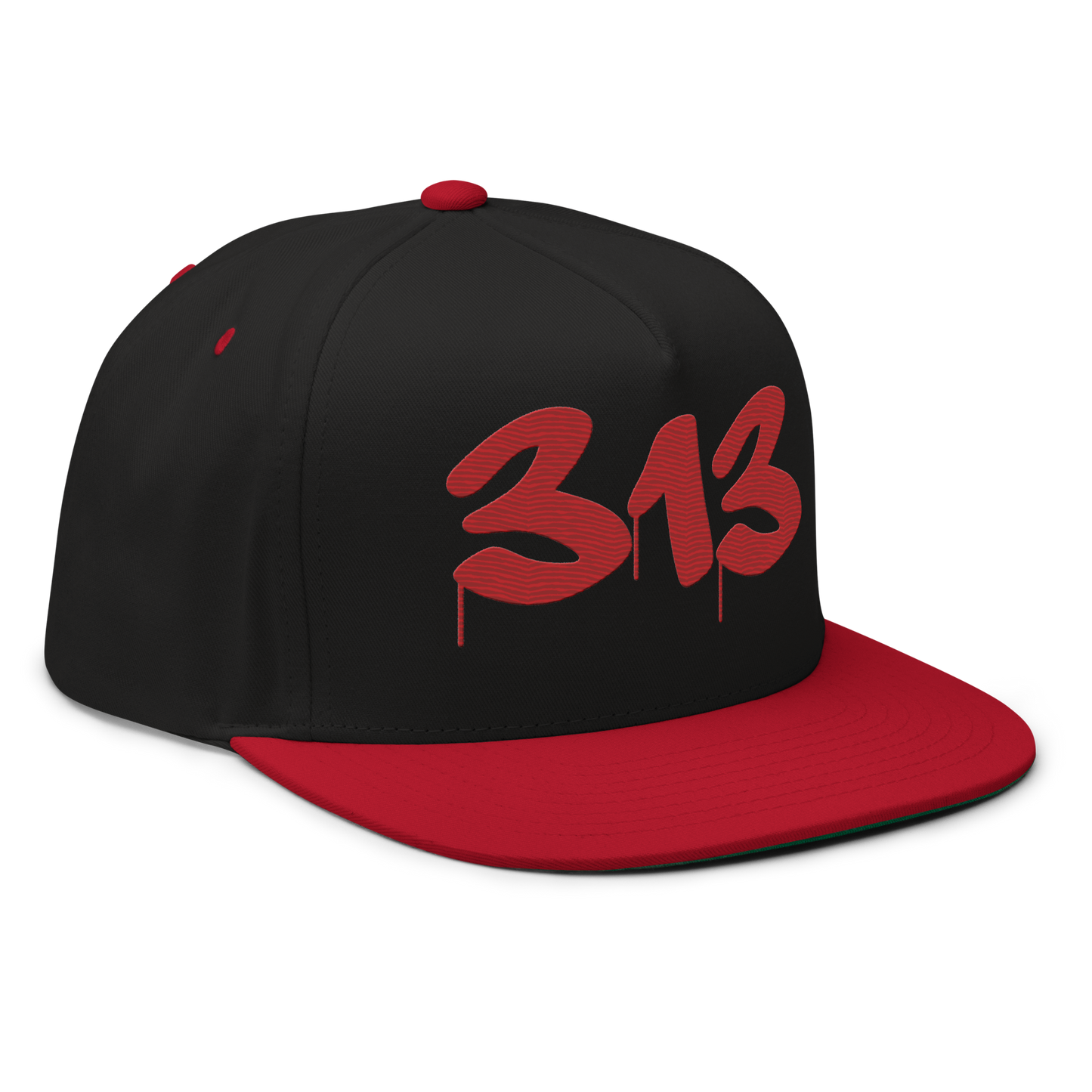 Detroit '313' Snapback (Tag Font) | 5-Panel - Red