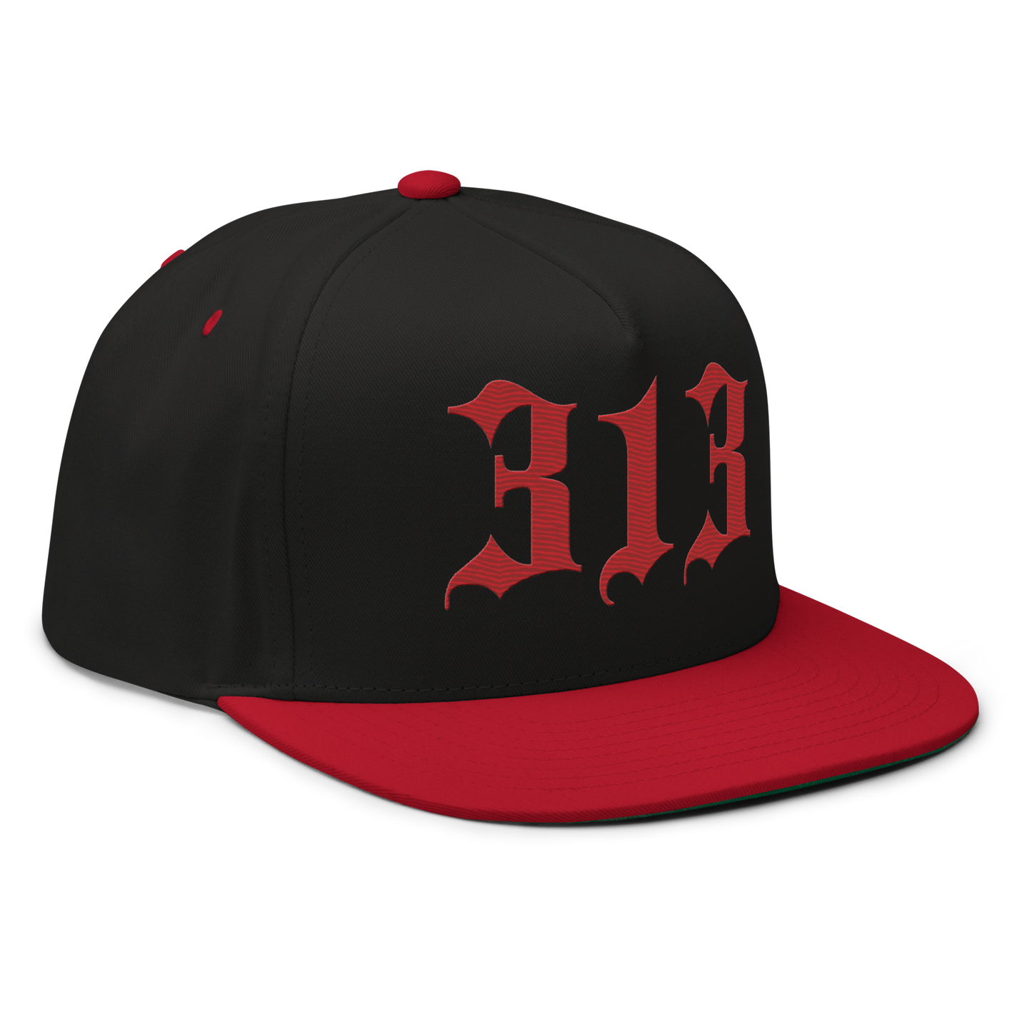 Detroit '313' Snapback (Old English Font) | 5-Panel - Red