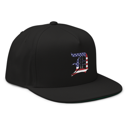 Detroit 'Old English D' Flat Bill Snapback (Patriotic Edition)