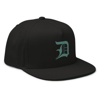 Detroit 'Old English D' Flat Bill Snapback (Copper Green)