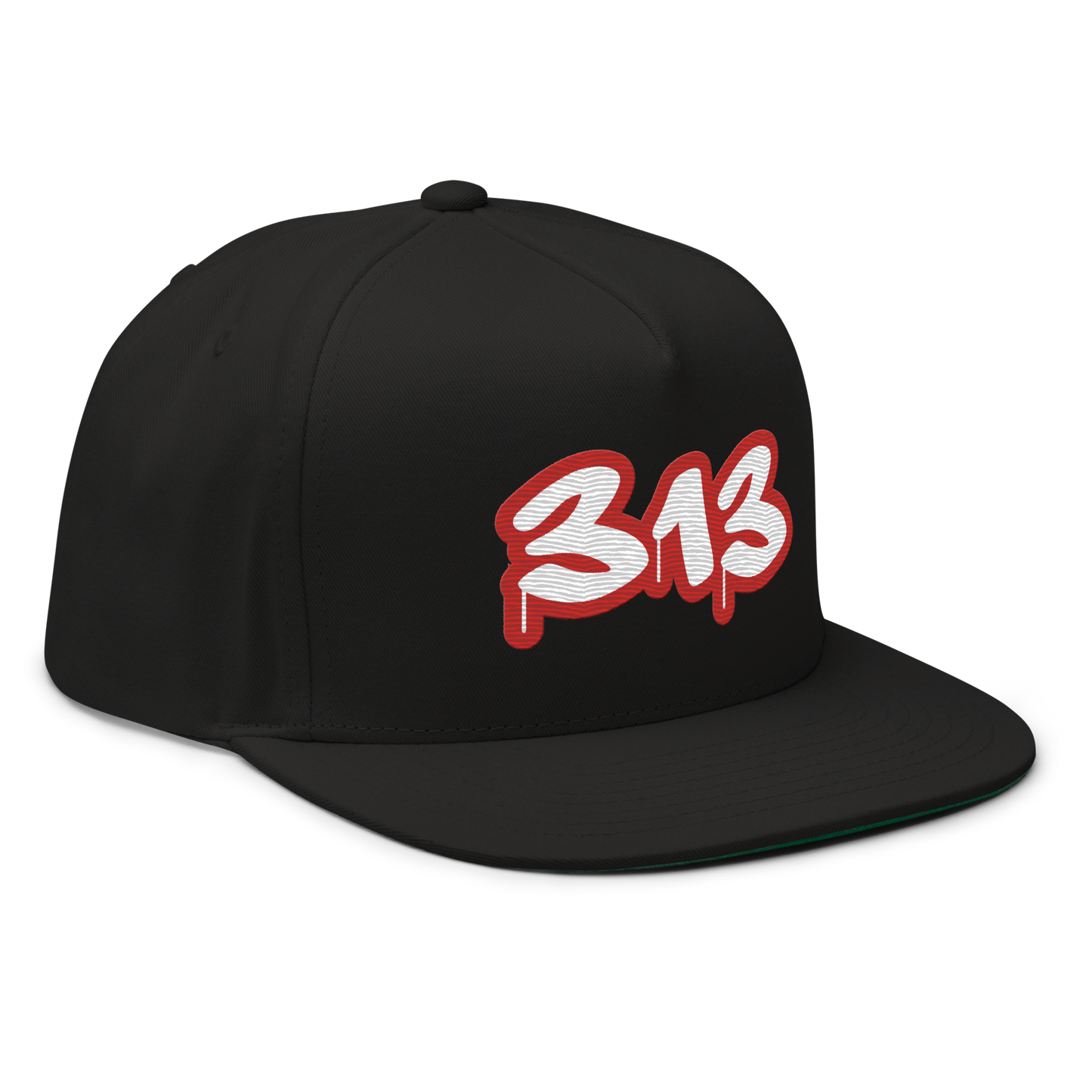 Detroit '313' Flat BIll Snapback (Aliform Red Tag Font)