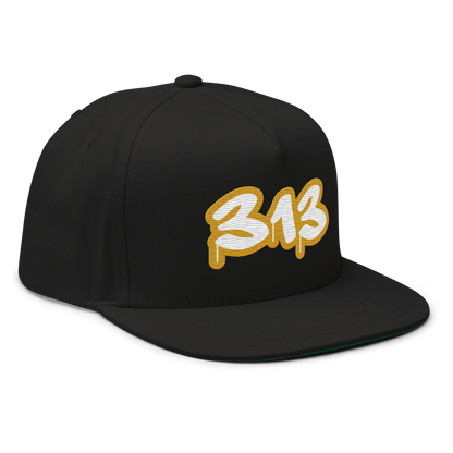 Detroit '313' Flat BIll Snapback (Gold Tag Font)