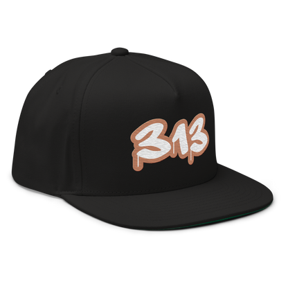 Detroit '313' Flat BIll Snapback (Copper Tag Font)