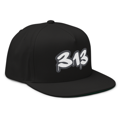 Detroit '313' Flat BIll Snapback (Iron Ore Grey Tag Font)